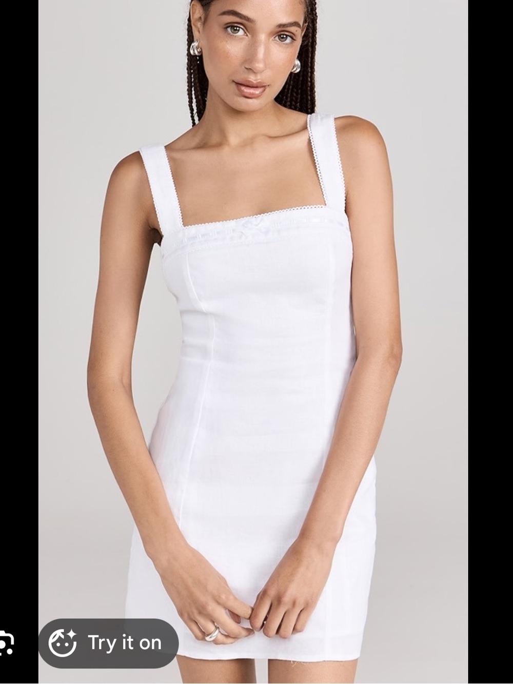 Reformation White Square-Neck Linen Mini Dress